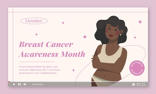 Free vector flat breast cancer awareness month youtube thumbnail