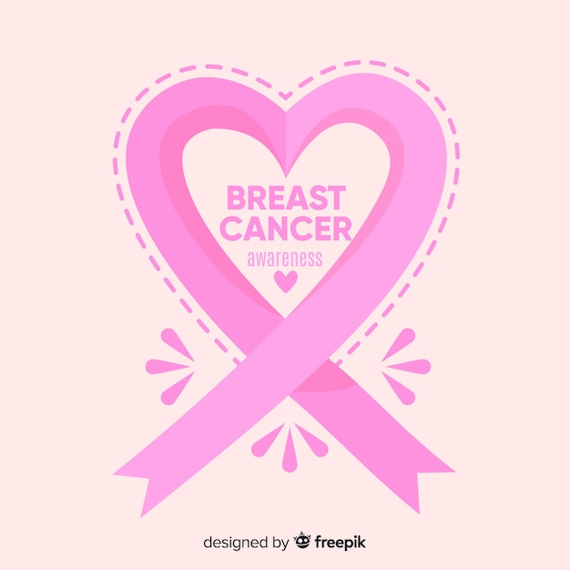 Flat breast cancer awareness with ribbon