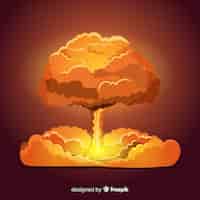 Бесплатное векторное изображение Плоский яркий эффект ядерного взрыва