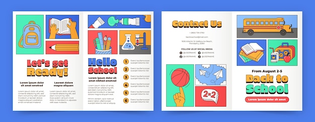 Flat brochure template for back to school season