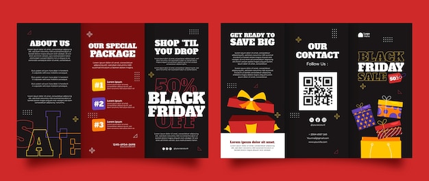 Free vector flat brochure template for black friday sale