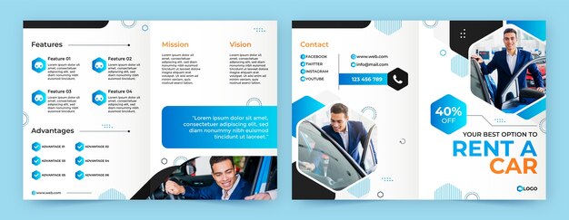 Flat brochure template for car rental company