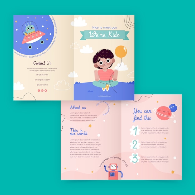 Flat brochure template for children