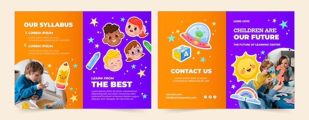 Free vector flat brochure template for children