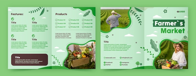 Flat brochure template for farming and agriculture