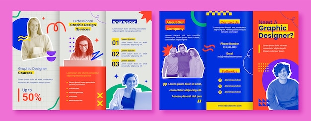 Vettore gratuito modello di brochure piatto per graphic designer