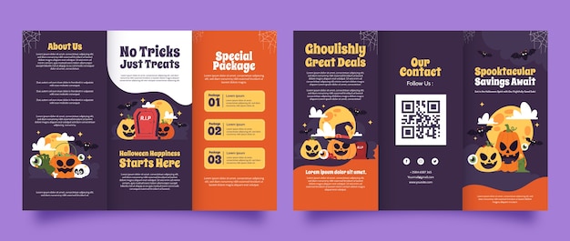 Free vector flat brochure template for halloween celebration