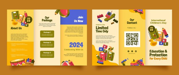 Flat brochure template for international children's day celebration