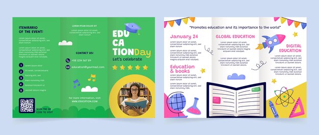 Flat brochure template for international day of education