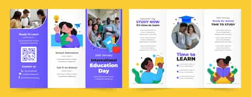 Free vector flat brochure template for international day of education