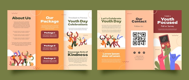 Free vector flat brochure template for international youth day celebration