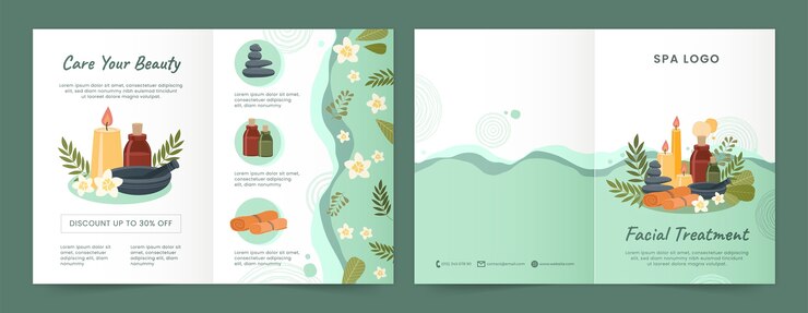 Free Vector flat brochure template for spa and self-care