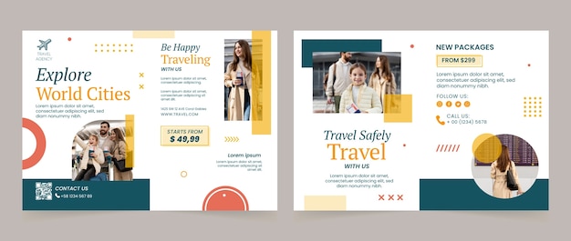 Modello di brochure piatto per attività di agenzia di viaggi