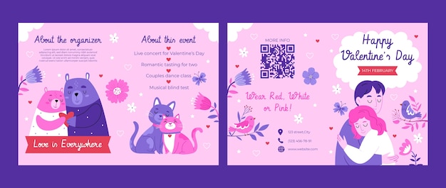 Flat brochure template for valentines day celebration