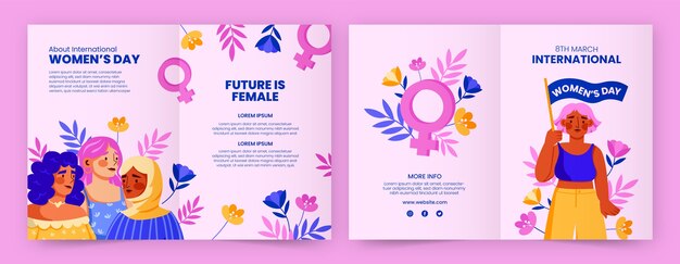 Плоский шаблон брошюры для празднования женского дня