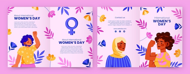 Flat brochure template for women's day celebration