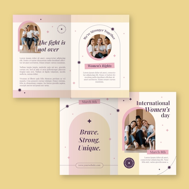 Free vector flat brochure template for women's day celebration