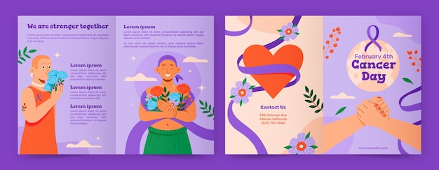 Free vector flat brochure template for world cancer day