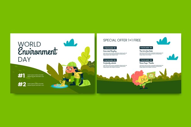 Flat brochure template for world environment day celebration