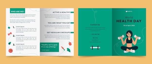 Flat brochure template for world health day celebration