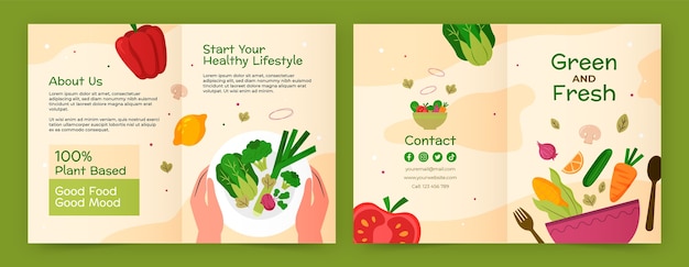 Flat brochure template for world vegetarian day celebration