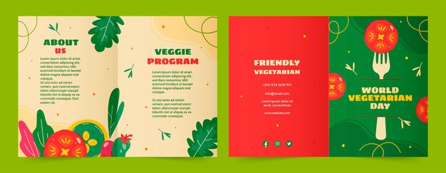 Flat brochure template for world vegetarian day