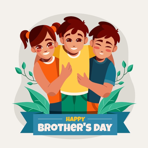 Бесплатное векторное изображение Иллюстрация дня плоских братьев