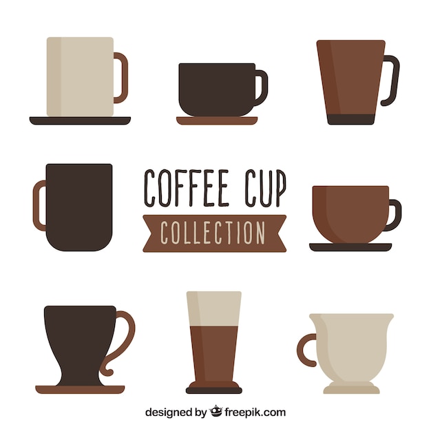 Free vector flat brown coffee cup set