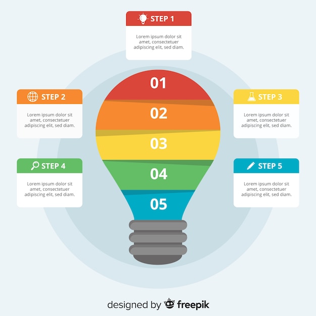 Free vector flat bulb infographic