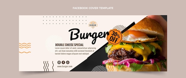 Vettore gratuito copertina facebook con hamburger piatto