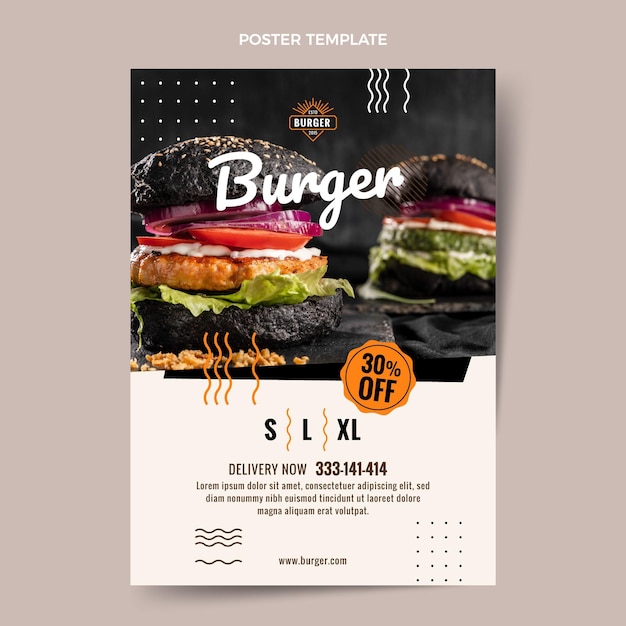 Free vector flat burger poster template