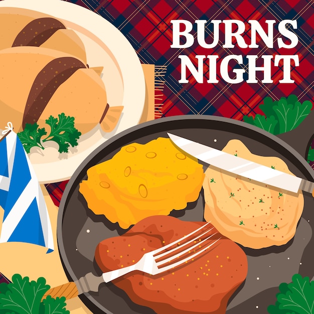 Free vector flat burns night illustration