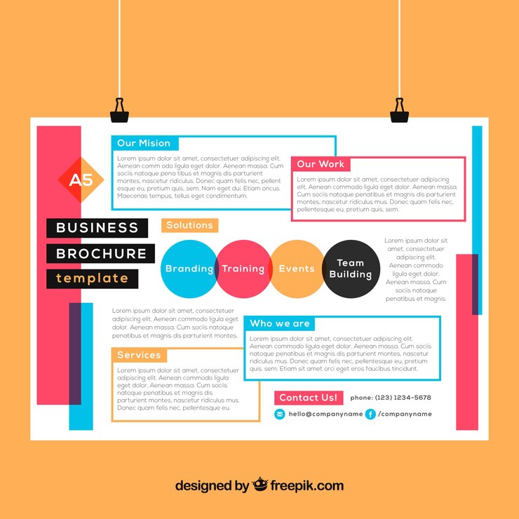 Free Vector flat business brochure in a5 size