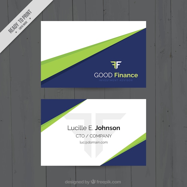 Free vector flat business card with green shapes