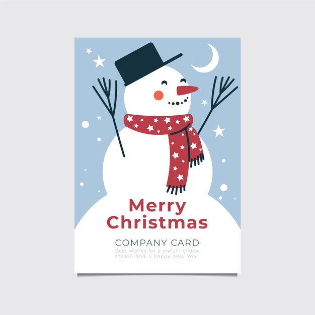 Flat business christmas card template