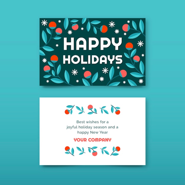Бесплатное векторное изображение Набор плоских визиток рождественские открытки