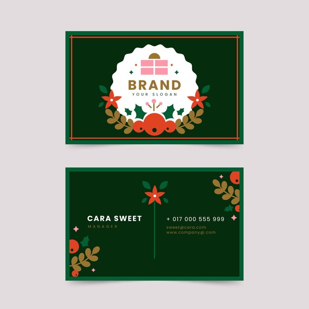 Free vector flat business christmas cards set