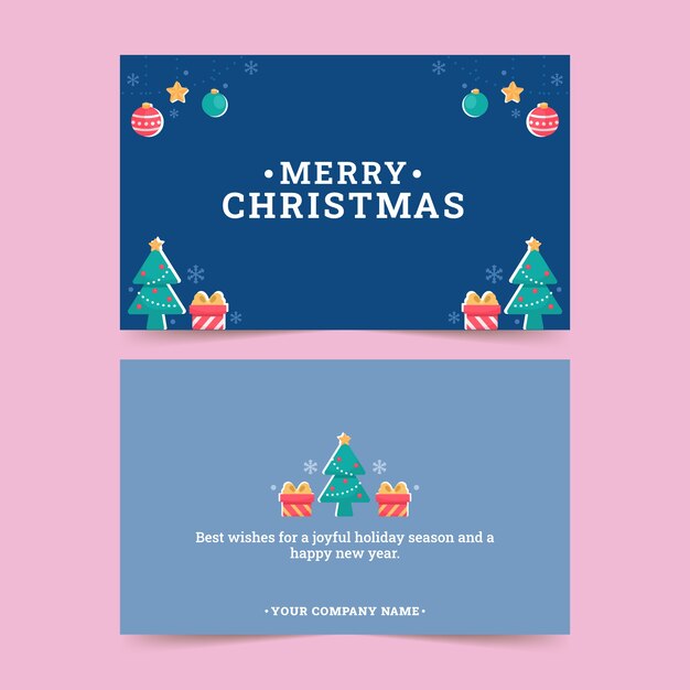 Free vector flat business christmas cards set