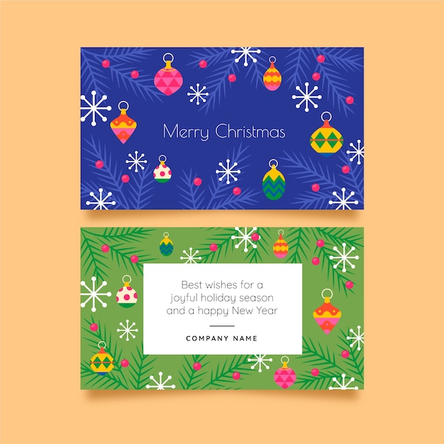 Free vector flat business christmas cards set