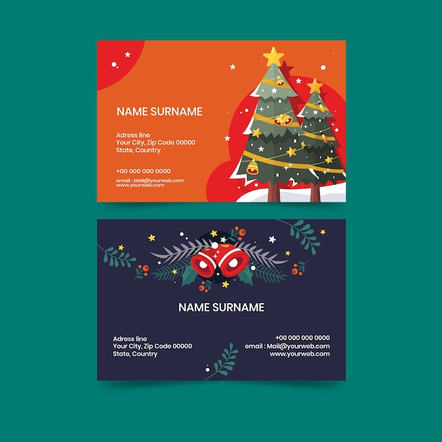 Free vector flat business christmas cards template