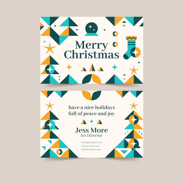 Free vector flat business christmas cards template