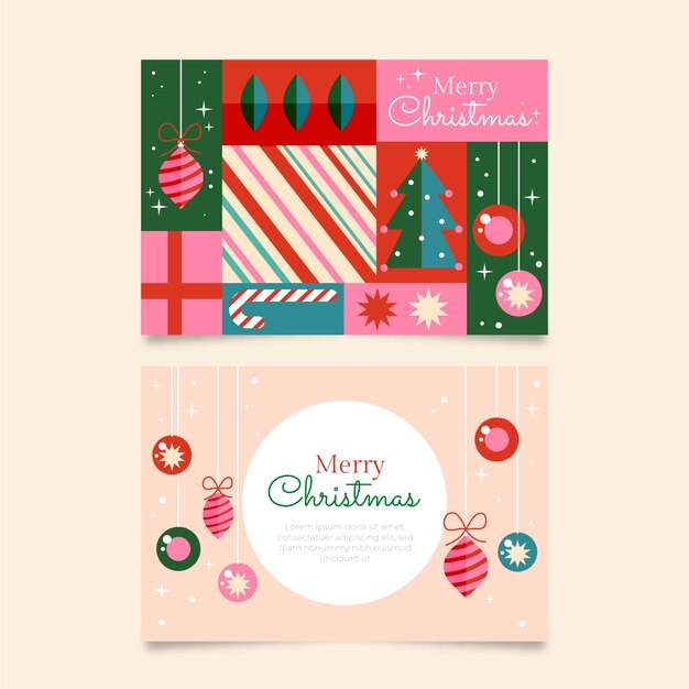 Flat business christmas cards template