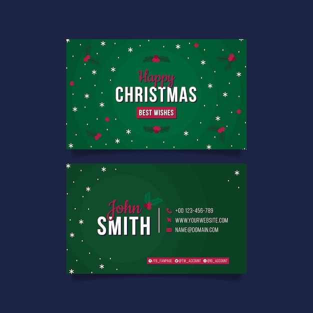 Flat business christmas cards template