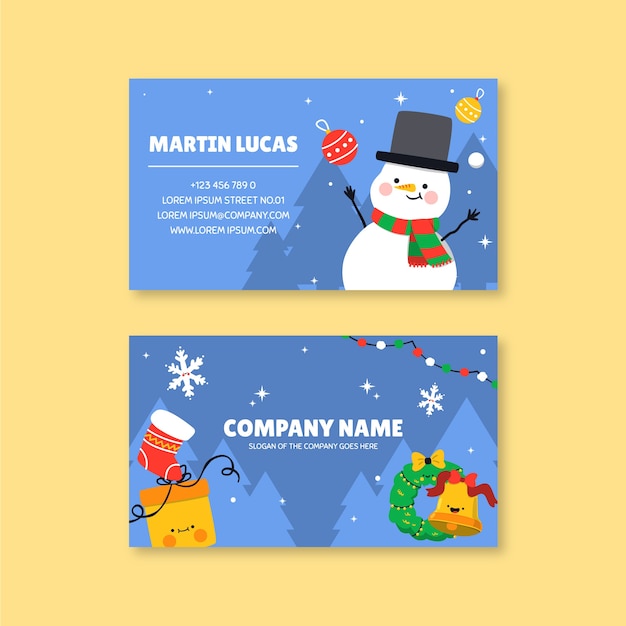 Flat business christmas cards template