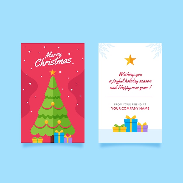 Free vector flat business christmas cards template