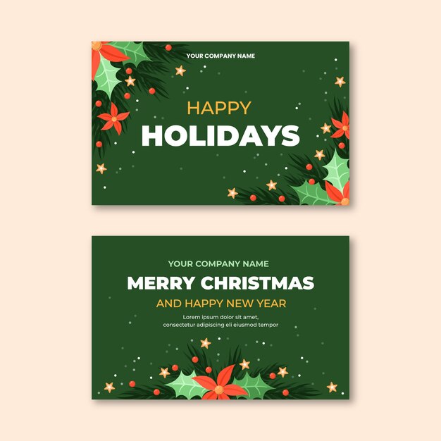 Flat business christmas cards template