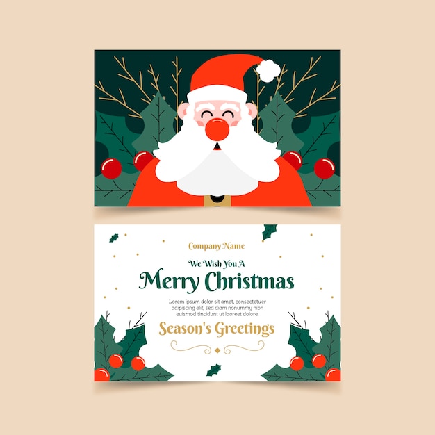 Flat business christmas cards template