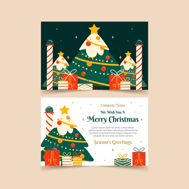 Flat business christmas cards template