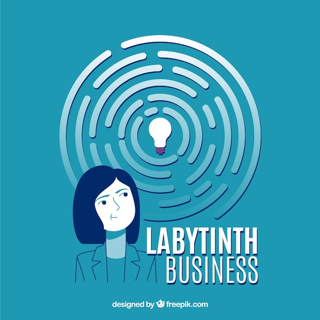 Flat business concept with labyrinth
