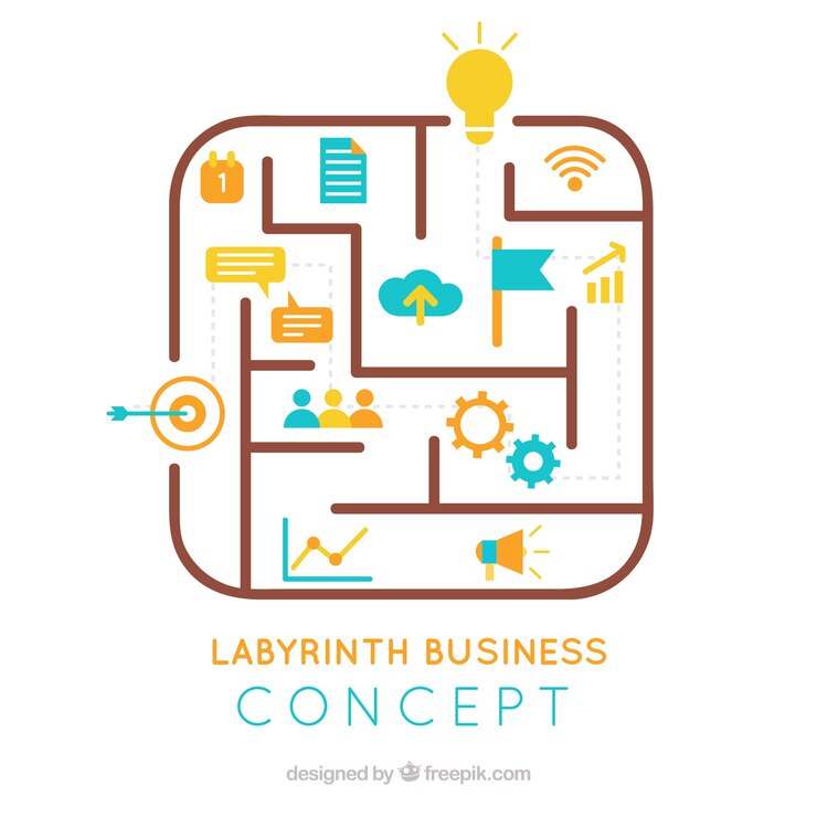 Free Vector flat business concept with labyrinth